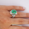 6.8 Carat Oval Cut Colombian Emerald and Diamond Platinum Ring