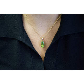 6.88 Carat Peridot Pendant Necklace in 14K Yellow Gold Rope Chain – Assay Jewelers