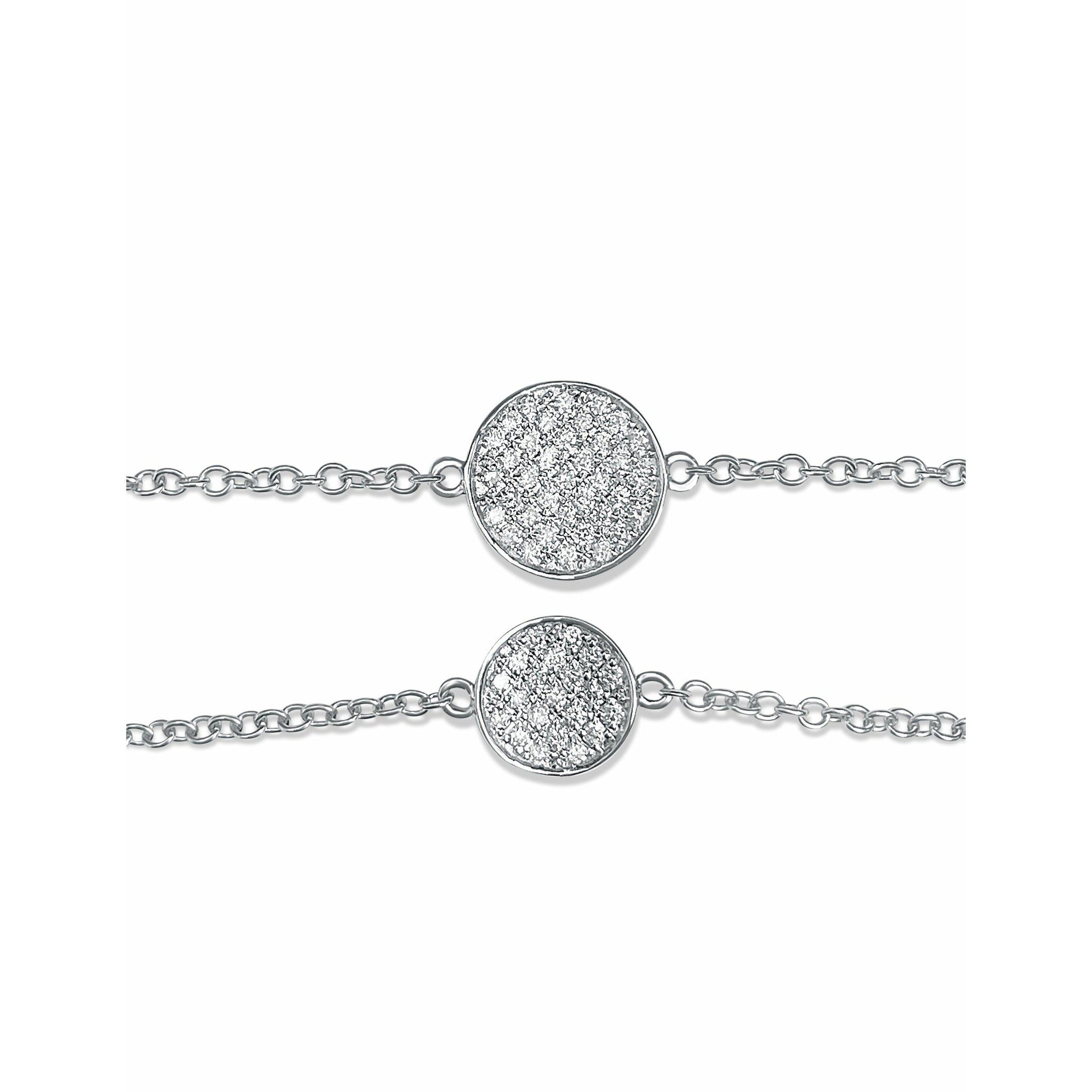 6mm - 9mm Round Diamond Disc Bracelet in 18K White Gold