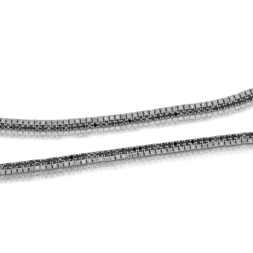 7 Carat Black and White Diamond Two Strand Necklace in 18k White Gold