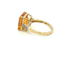 7 Carat Emerald Cut Citrine and Round Cut Diamond Ring in 14k Yellow Gold