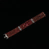 72.51 Carat Natural Oval Cut Ruby 5-Row Multi Link Tennis Bracelet in 18K Gold