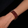 72.51 Carat Natural Oval Cut Ruby 5-Row Multi Link Tennis Bracelet in 18K Gold