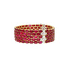 72.51 Carat Natural Oval Cut Ruby 5-Row Multi Link Tennis Bracelet in 18K Gold