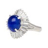 7.04 Carat Blue Star Sapphire and Diamond Platinum Ballerina Ring