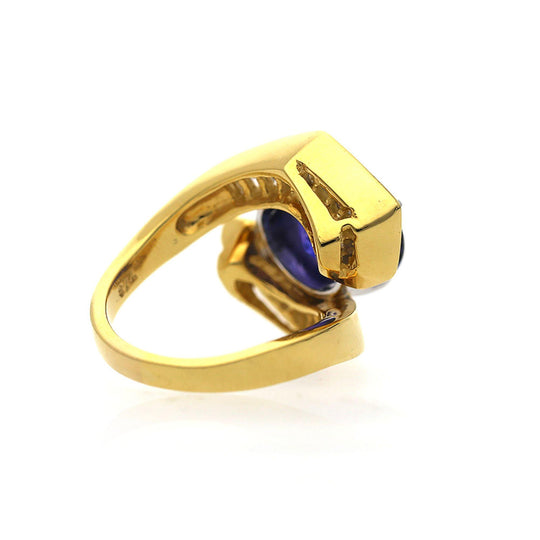 7.18 Carat Color Change Sapphire & Diamond 18K Bypass Ring