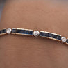 7.38 Carat Sapphire & Diamond Square & Round Link 18K Channel Tennis Bracelet