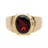 7.50 Carat Oval Checkerboard Red Garnet Bezel 14K Yellow Gold Mens Signet Ring