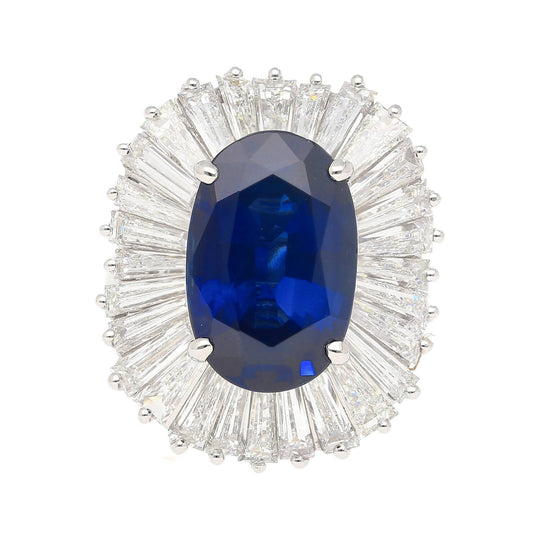 7.7 Carat No-Heat Blue Sapphire and Diamond Ring Convertible to Pendant