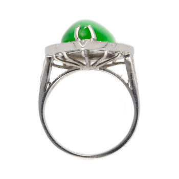 7.88 Carat Jade and Diamond Halo Ring in 18k White Gold – Assay Jewelers