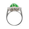 7.88 Carat Jade and Diamond Halo Ring in 18k White Gold