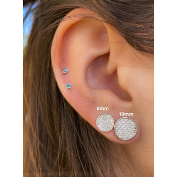 Boucles d’oreilles puces rondes à disque avec cluster de diamants 8MM-10MM en or blanc 18k – Assay Jewelers