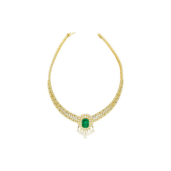 8.12 Carat Colombian Emerald & Diamond Chandelier Regal Choker Necklace – Assay Jewelers
