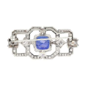 8.64 Carat AGL Certified Ceylon Sapphire and Diamond Art Deco Brooch Pin – Assay Jewelers