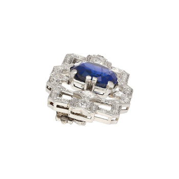 8.64 Carat AGL Certified Ceylon Sapphire and Diamond Art Deco Brooch Pin – Assay Jewelers