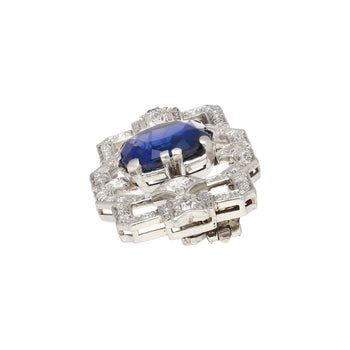 8.64 Carat AGL Certified Ceylon Sapphire and Diamond Art Deco Brooch Pin – Assay Jewelers