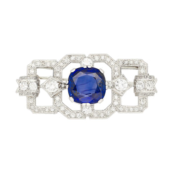 8.64 Carat AGL Certified Ceylon Sapphire and Diamond Art Deco Brooch Pin – Assay Jewelers