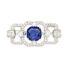 8.64 Carat AGL Certified Ceylon Sapphire and Diamond Art Deco Brooch Pin