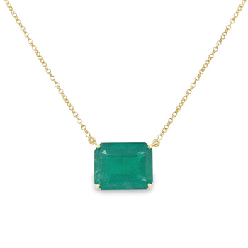 8.67 Carat Vivid Green Colombian Emerald Solitaire 18K Gold Pendant Necklace – Assay Jewelers