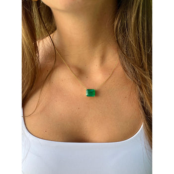 8.67 Carat Vivid Green Colombian Emerald Solitaire 18K Gold Pendant Necklace – Assay Jewelers