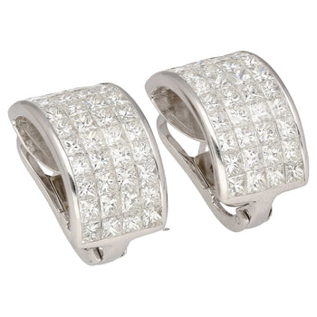 8,82 CTTW Boucles d'oreilles à clip en diamants naturels taille princesse en or blanc 18K – Assay Jewelers