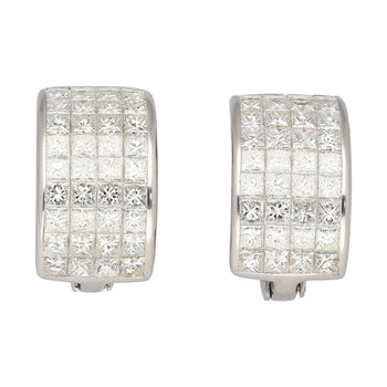 Boucles d'oreilles clip en diamants naturels taille princesse 8,82 CTTW en or blanc 18K – Assay Jewelers