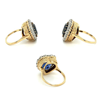 9 Carat No Heat Ceylon Blue Sapphire and Old Euro Cut Diamond Ring in 14K – Assay Jewelers
