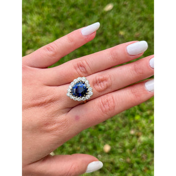 9 Carat No Heat Ceylon Blue Sapphire and Old Euro Cut Diamond Ring in 14K – Assay Jewelers
