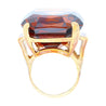 98.96 Carat Emerald Cut Citrine in 14K Yellow Gold Retro Ring