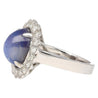 9.07 Carat Blue Star Sapphire & Diamond Halo Ring in 18K White Gold