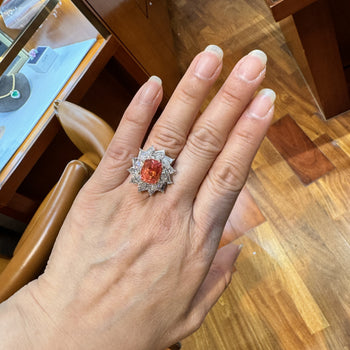 9.10 Carat Ceylon No Heat Padparadscha Pinkish Orange Sapphire and Diamond Ring – Assay Jewelers
