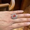 9.10 Carat Ceylon No Heat Padparadscha Pinkish Orange Sapphire and Diamond Ring