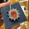 9.10 Carat Ceylon No Heat Padparadscha Pinkish Orange Sapphire and Diamond Ring