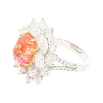9.10 Carat Ceylon No Heat Padparadscha Pinkish Orange Sapphire and Diamond Ring – Assay Jewelers