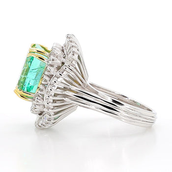 9.17 Carat Octagon Chivor Emerald & Diamond Palladium Ballerina Ring – Assay Jewelers