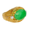 9.40 Carat Type A Fei Cui Jadeite Jade and Diamond Ring in Textured 18K Gold