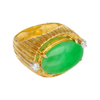 Bague en or 18K texturé avec jadeite jade Fei Cui de type A et diamants, 9.40 carats – Assay Jewelers