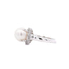 9.5mm South Sea White Pearl and Baguette Diamond Ring in Platinum