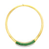 9.6 Carat Natural Emerald & Diamond Herringbone Style 18K Gold Necklace