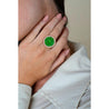 AGL Certified 15 Carat Round Cut Colombian Emerald and Diamond Halo Ring