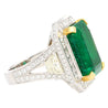 AGL Certified 15.78 Carat No Oil Emerald and Half Moon Cut Diamond Ring