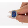 AGL Certified 7.76 Carat No Heat Burma Oval Blue Sapphire Vintage Edwardian Ring in Platinum