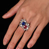 AGL Certified 8 Carat No Heat Kashmir Sapphire, Burma Ruby, & Diamond Stack Ring