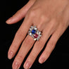 AGL Certified 8 Carat No Heat Kashmir Sapphire, Burma Ruby, & Diamond Stack Ring