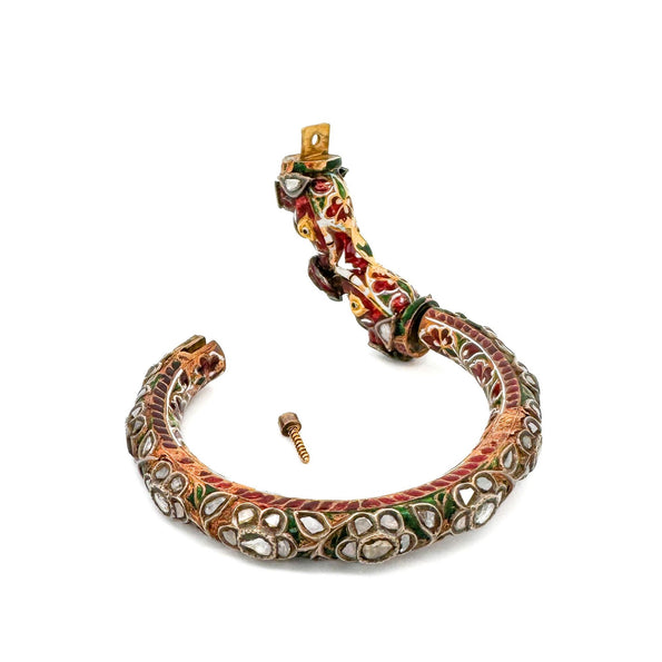Antique Mughal Empire Indian Elephant Bangle Bracelet in 19k Yellow Gold