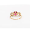 Antique Red Spinel and Old Mine Diamond 14K Yellow Gold Three-Stone Ring