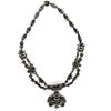 Antique Victorian Emerald Rose Cut Diamond Silver/Gold Parure Suite Necklace