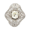 Art Deco 1.55 Carat Old European Cut Diamond Milgrain Filigree Platinum Ring