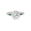 Art Deco 2,5 Karat Alter Euro-Schliff Diamant & Smaragd Verlobungsring in Platin