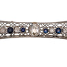 Art Deco 4 Carat Old European Cut Diamond & Sapphire 18K White Gold Pin Brooch